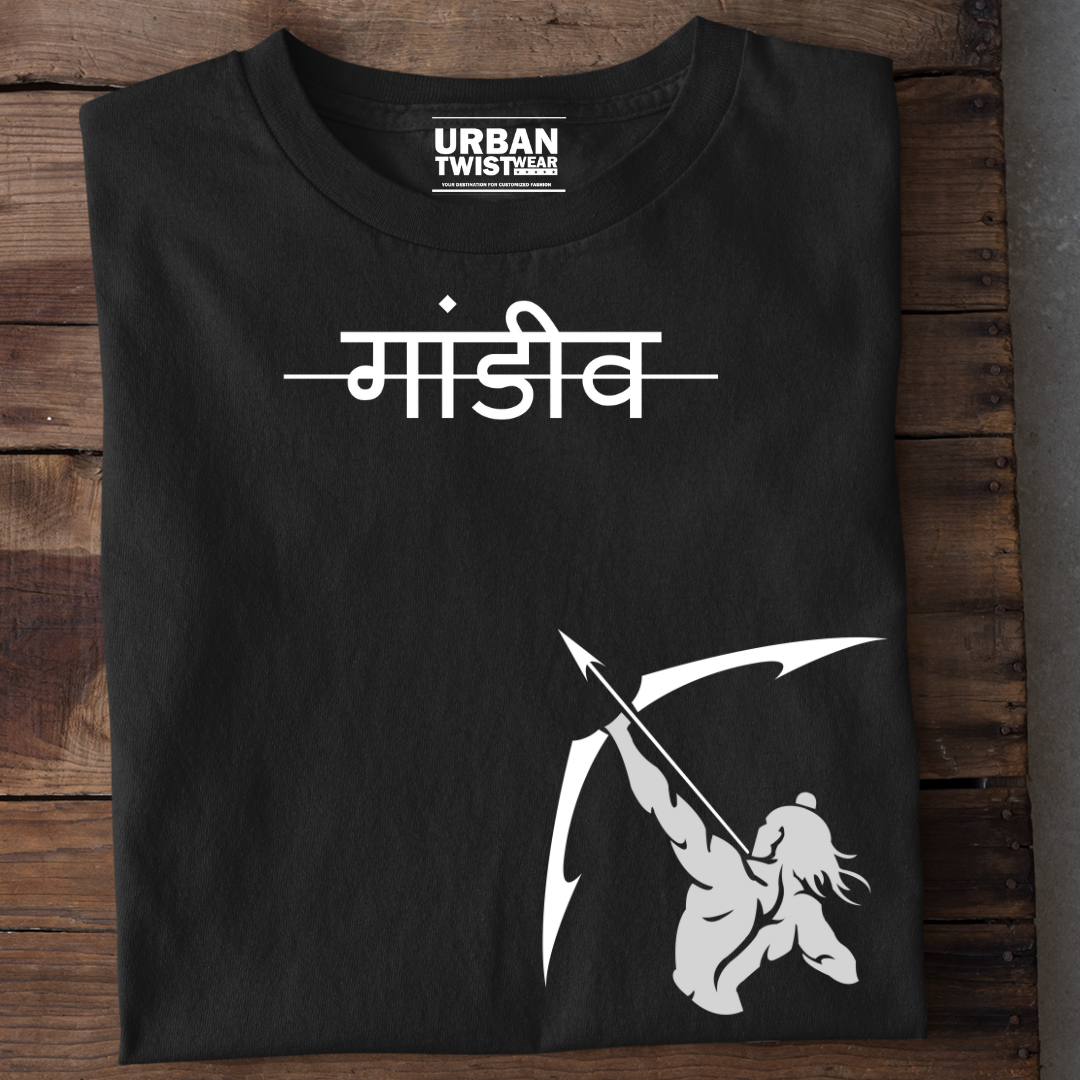 Gandiva - Urban twist wear Unisex Graphic Printed Black T-Shirt